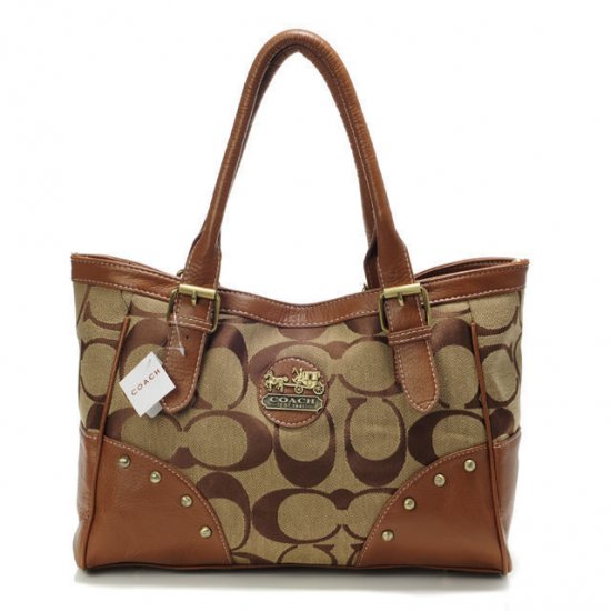 Coach Stud In Signature Medium Camel Satchels BUE | Women